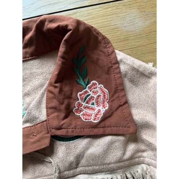 John Moon Shirt Women Medium Brown Texas‎ Western Floral Fringed Cowgirl Rodeo - Picture 7 of 11